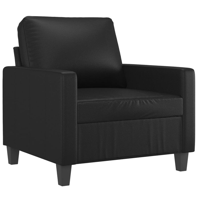 Casa si Gradina - Mobilier - Scaune si fotolii - Fotolii - Fotoliu canapea cu taburet, negru, 60 cm, piele ecologica - Infinity.ro
