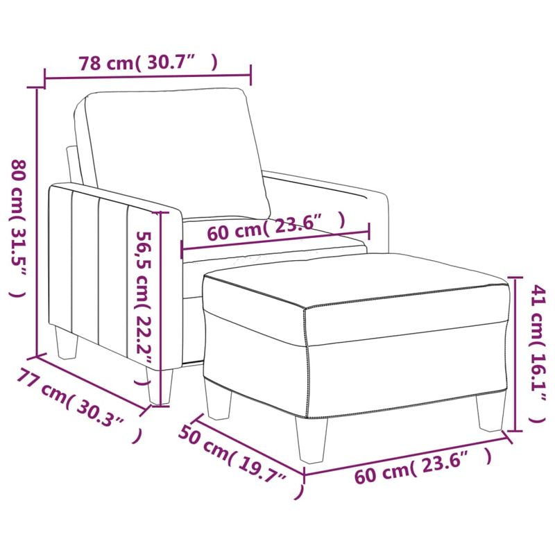Casa si Gradina - Mobilier - Scaune si fotolii - Fotolii - Fotoliu canapea cu taburet, negru, 60 cm, piele ecologica - Infinity.ro