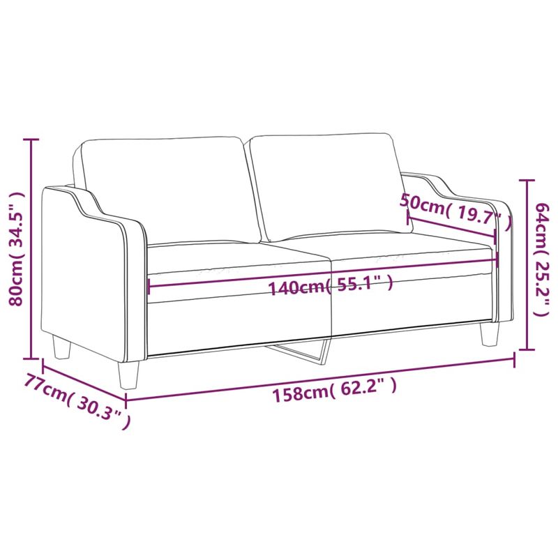 Casa si Gradina - Mobilier - Canapele si coltare - Canapele - Canapea cu 2 locuri, negru, 140 cm, material textil - Infinity.ro
