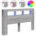 Casa si Gradina - Mobilier - Paturi si accesorii - Accesorii paturi - Tablie de pat cu LED, gri sonoma, 160x18,5x103,5 cm, lemn, mărime 160x103.5 cm - Infinity.ro