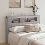 Casa si Gradina - Mobilier - Paturi si accesorii - Accesorii paturi - Tablie de pat cu LED, gri sonoma, 160x18,5x103,5 cm, lemn, mărime 160x103.5 cm - Infinity.ro