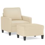 Casa si Gradina - Mobilier - Scaune si fotolii - Fotolii - Fotoliu canapea cu taburet, crem, 60 cm, material textil - Infinity.ro