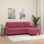 Casa si Gradina - Mobilier - Canapele si coltare - Canapele - Canapea cu 3 locuri si taburet, rosu vin, 180 cm, catifea - Infinity.ro