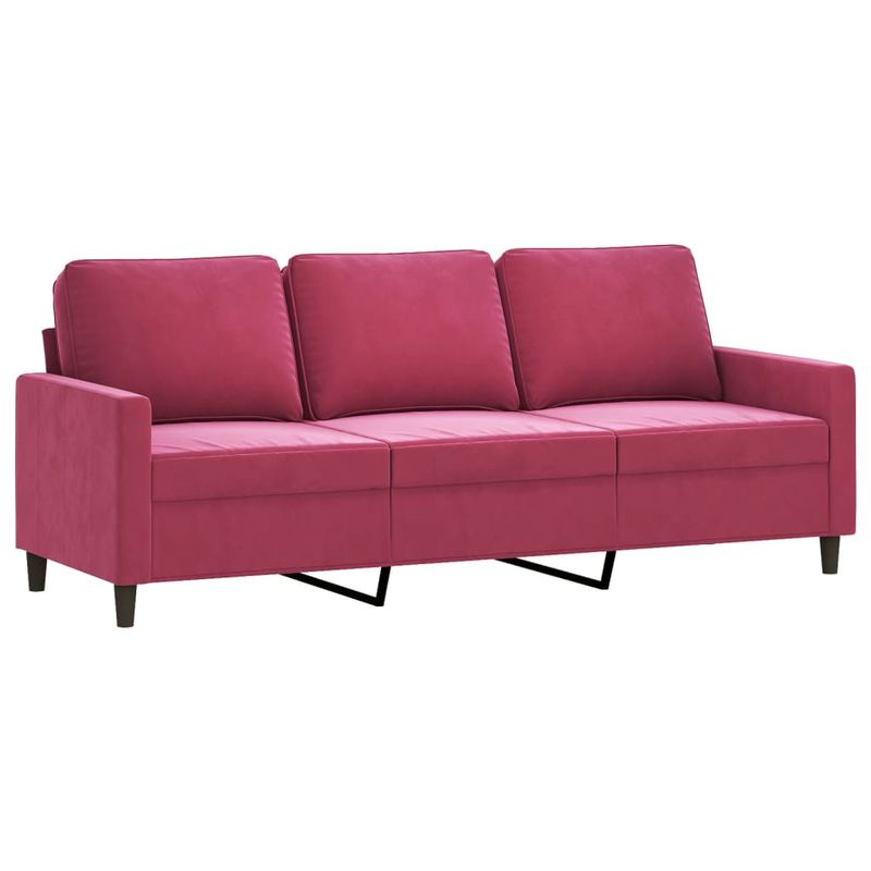 Casa si Gradina - Mobilier - Canapele si coltare - Canapele - Canapea cu 3 locuri si taburet, rosu vin, 180 cm, catifea - Infinity.ro