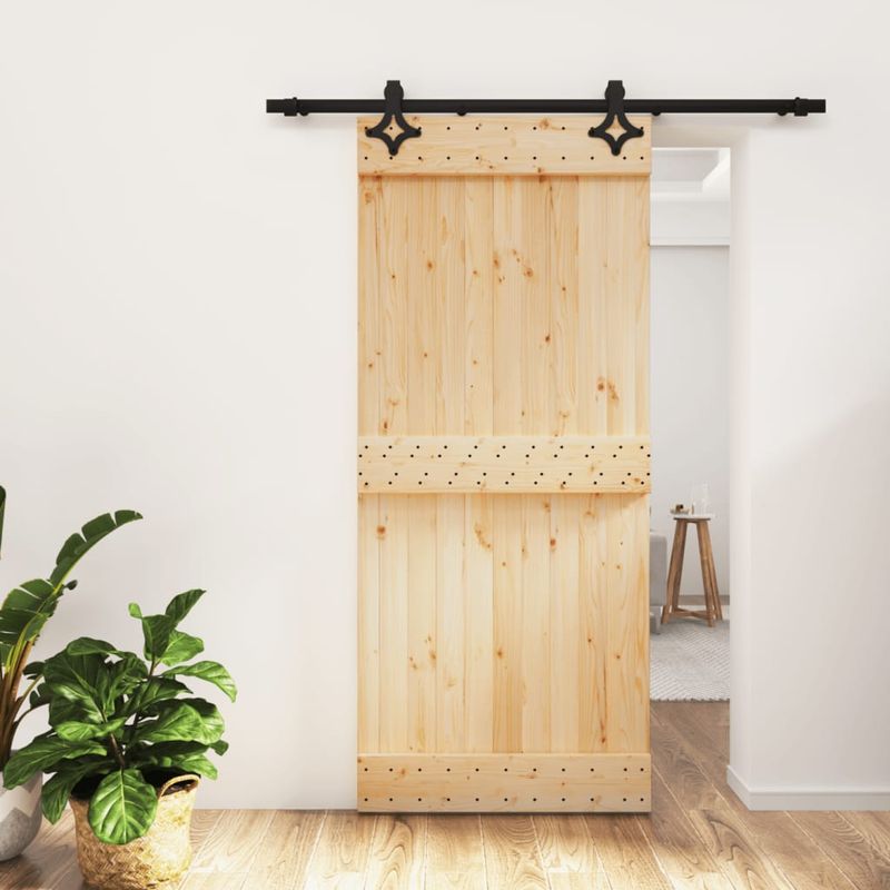 Casa si Gradina/Constructii/Usi interior, exterior si garaj/Usi interior - Usa glisanta cu set feronerie, 90x210 cm, lemn masiv de pin - Infinity.ro