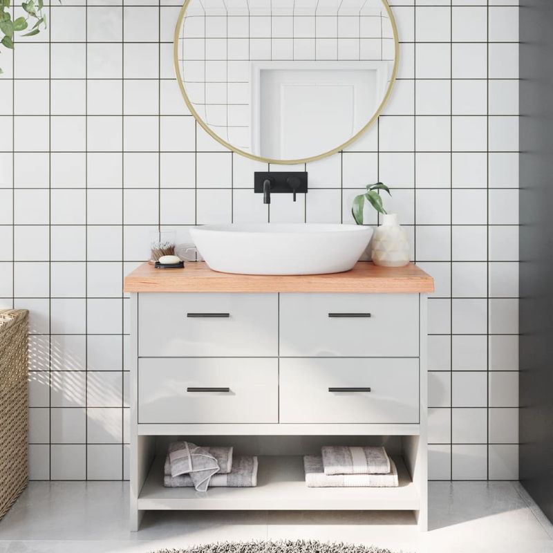 Casa si Gradina - Mobilier - Mobilier baie - Blaturi baie - Blat de baie, maro deschis, 100x30x(2-6) cm, lemn masiv tratat - Infinity.ro