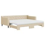 Casa si Gradina - Mobilier - Paturi si accesorii - Paturi - Pat de zi cu extensie si saltele, crem, 90x200 cm, textil - Infinity.ro
