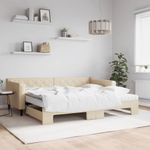 Casa si Gradina - Mobilier - Paturi si accesorii - Paturi - Pat de zi cu extensie si saltele, crem, 90x200 cm, textil - Infinity.ro