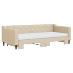 Casa si Gradina - Mobilier - Paturi si accesorii - Paturi - Pat de zi cu extensie si saltele, crem, 90x200 cm, textil - Infinity.ro