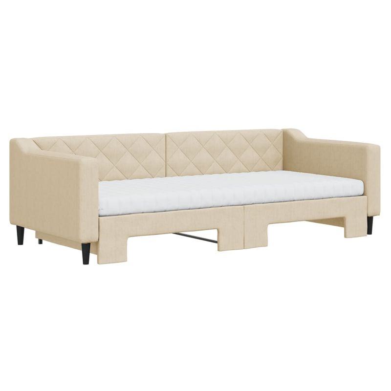 Casa si Gradina - Mobilier - Paturi si accesorii - Paturi - Pat de zi cu extensie si saltele, crem, 90x200 cm, textil - Infinity.ro