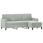 Casa si Gradina - Mobilier - Canapele si coltare - Canapele - Canapea cu 3 locuri si taburet, gri deschis, 180 cm, catifea - Infinity.ro