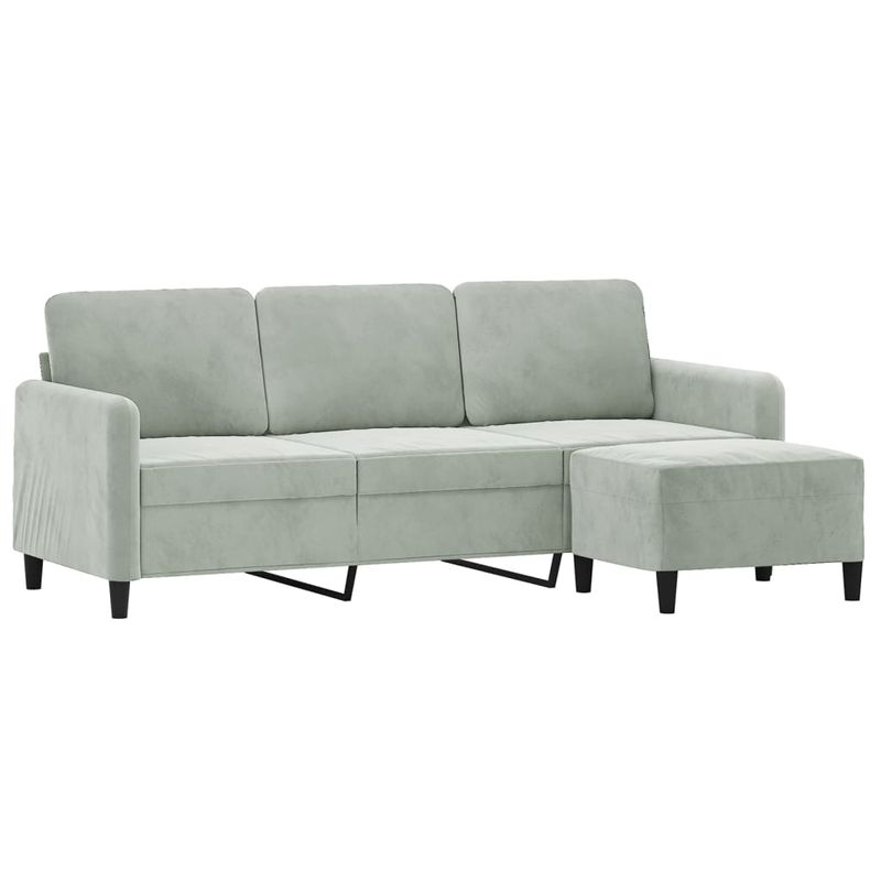 Casa si Gradina - Mobilier - Canapele si coltare - Canapele - Canapea cu 3 locuri si taburet, gri deschis, 180 cm, catifea - Infinity.ro