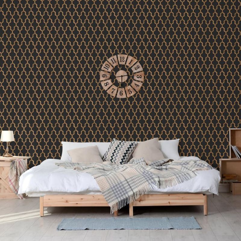 Casa si Gradina - Decoratiuni - Tapet - DUTCH WALLCOVERINGS Tapet „Geometric”, negru si auriu - Infinity.ro