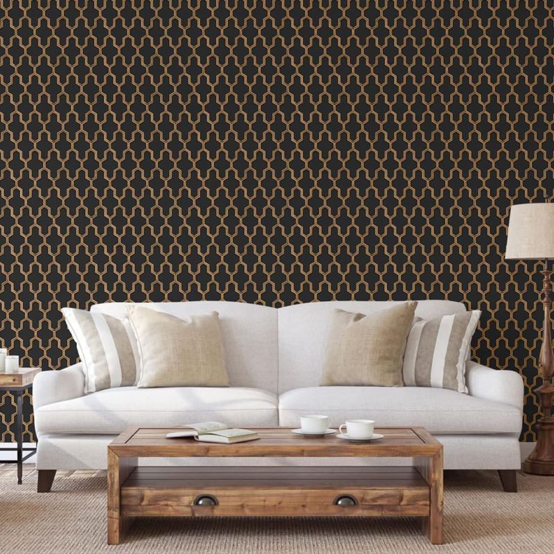 Casa si Gradina - Decoratiuni - Tapet - DUTCH WALLCOVERINGS Tapet „Geometric”, negru si auriu - Infinity.ro