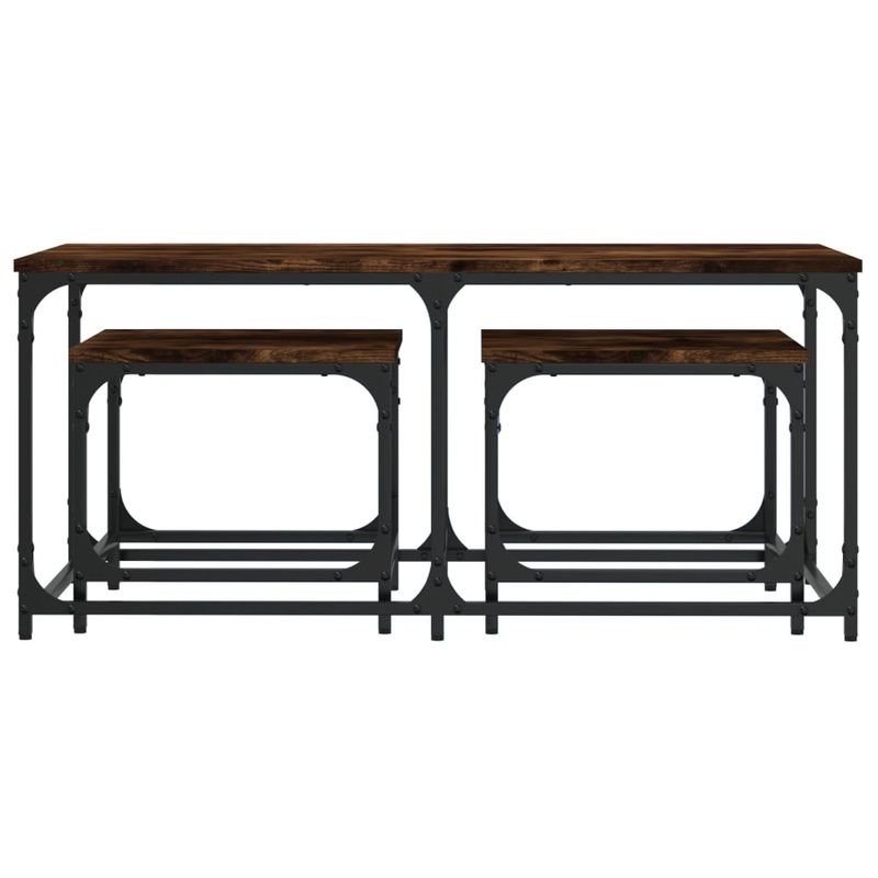 Casa si Gradina - Mobilier - Mese si birouri - Masute de cafea - Masute suprapuse de cafea 3 buc, stejar fumuriu, lemn prelucrat - Infinity.ro