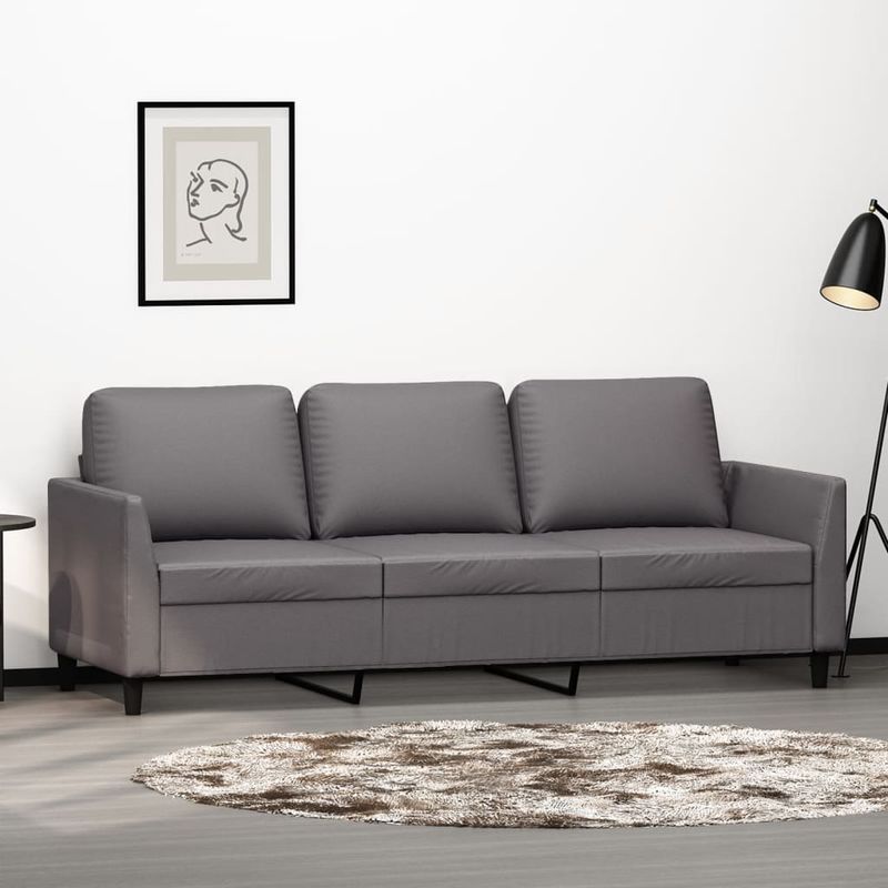 Casa si Gradina - Mobilier - Canapele si coltare - Canapele - Canapea cu 3 locuri, gri, 180 cm, piele ecologica - Infinity.ro