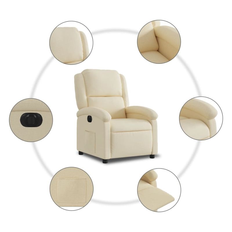 Casa si Gradina - Mobilier - Scaune si fotolii - Fotolii - Fotoliu rabatabil electric, crem, material textil - Infinity.ro