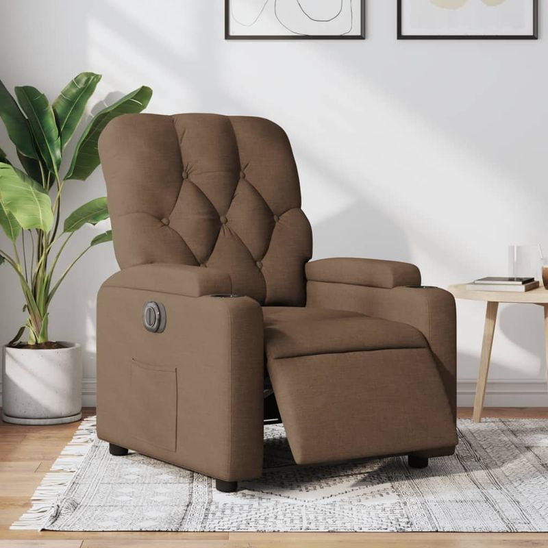 Casa si Gradina - Mobilier - Scaune si fotolii - Fotolii - Fotoliu rabatabil electric, maro, material textil - Infinity.ro