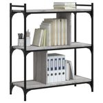 Casa si Gradina - Mobilier - Biblioteci si rafturi - Biblioteci - Biblioteca cu 3 niveluri gri sonoma 76x32x88 cm lemn compozit - Infinity.ro