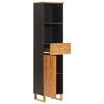 Casa si Gradina - Mobilier - Mobilier baie - Corpuri baie - Dulap de baie, maro si negru, 38x33,5x160 cm, lemn masiv mango - Infinity.ro