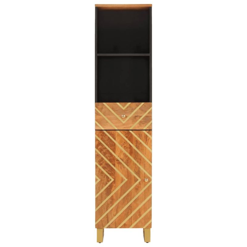 Casa si Gradina - Mobilier - Mobilier baie - Corpuri baie - Dulap de baie, maro si negru, 38x33,5x160 cm, lemn masiv mango - Infinity.ro