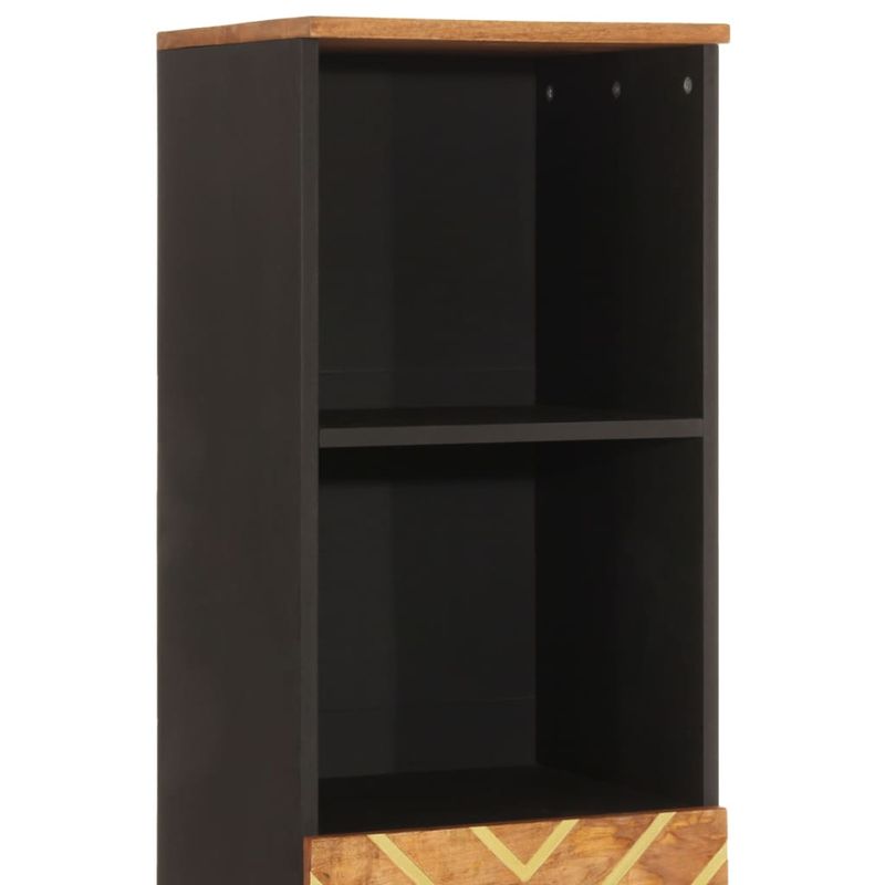 Casa si Gradina - Mobilier - Mobilier baie - Corpuri baie - Dulap de baie, maro si negru, 38x33,5x160 cm, lemn masiv mango - Infinity.ro