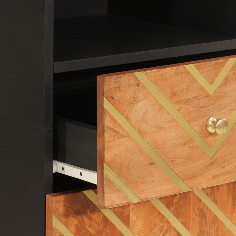 Casa si Gradina - Mobilier - Mobilier baie - Corpuri baie - Dulap de baie, maro si negru, 38x33,5x160 cm, lemn masiv mango - Infinity.ro