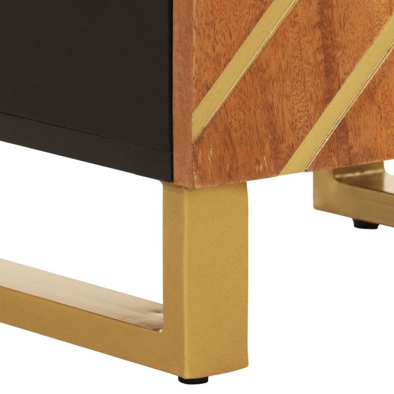 Casa si Gradina - Mobilier - Mobilier baie - Corpuri baie - Dulap de baie, maro si negru, 38x33,5x160 cm, lemn masiv mango - Infinity.ro