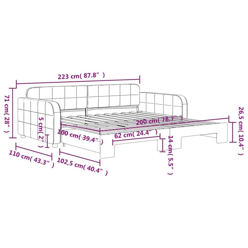 Casa si Gradina - Mobilier - Paturi si accesorii - Paturi - Pat de zi cu extensie, negru, 100x200 cm, catifea - Infinity.ro