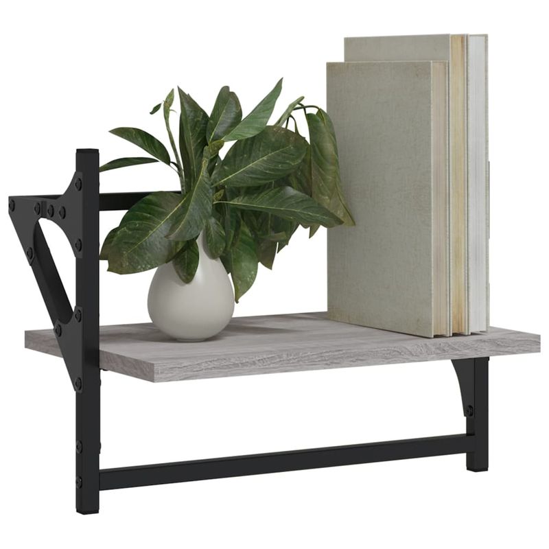 Casa si Gradina - Mobilier - Biblioteci si rafturi - Rafturi - Rafturi de perete cu bare, 2 buc., gri sonoma, 40x25x30 cm - Infinity.ro