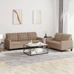 Casa si Gradina - Mobilier - Seturi de mobilier - Seturi living - Set de canapele cu perne, 2 piese, cappuccino, piele ecologica - Infinity.ro