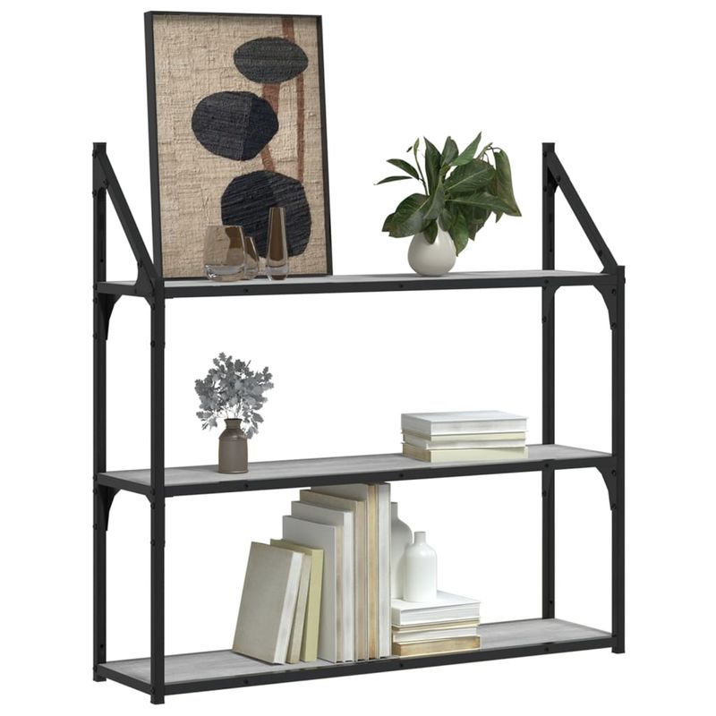Casa si Gradina - Mobilier - Biblioteci si rafturi - Rafturi - Raft cu 3 niveluri, gri sonoma, 80x21x78,5 cm, lemn prelucrat - Infinity.ro