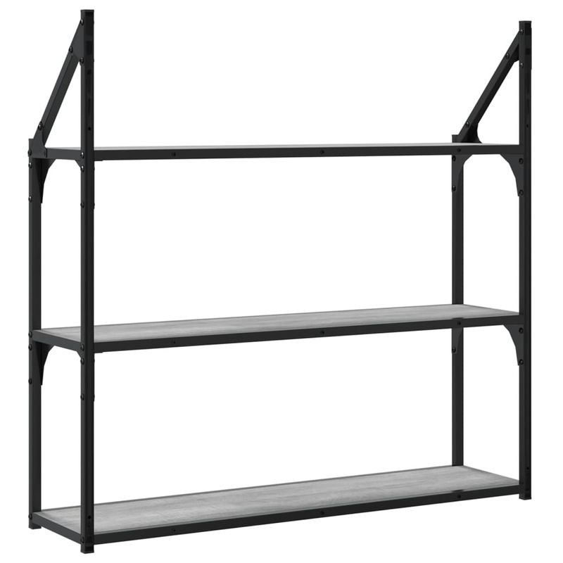 Casa si Gradina - Mobilier - Biblioteci si rafturi - Rafturi - Raft cu 3 niveluri, gri sonoma, 80x21x78,5 cm, lemn prelucrat - Infinity.ro