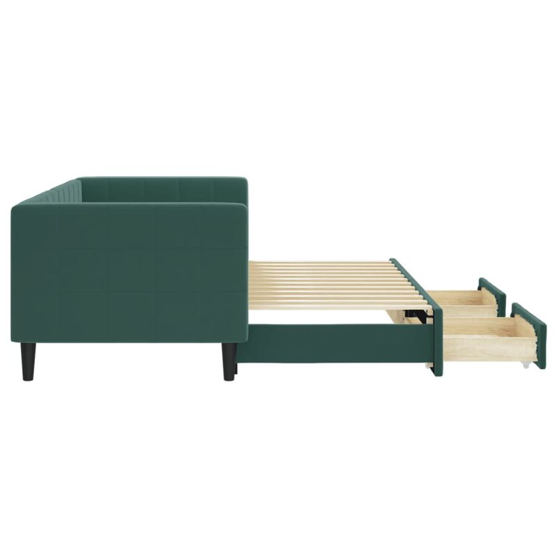 Casa si Gradina - Mobilier - Paturi si accesorii - Paturi - Pat de zi cu extensie si sertare verde inchis 80x200 cm catifea - Infinity.ro
