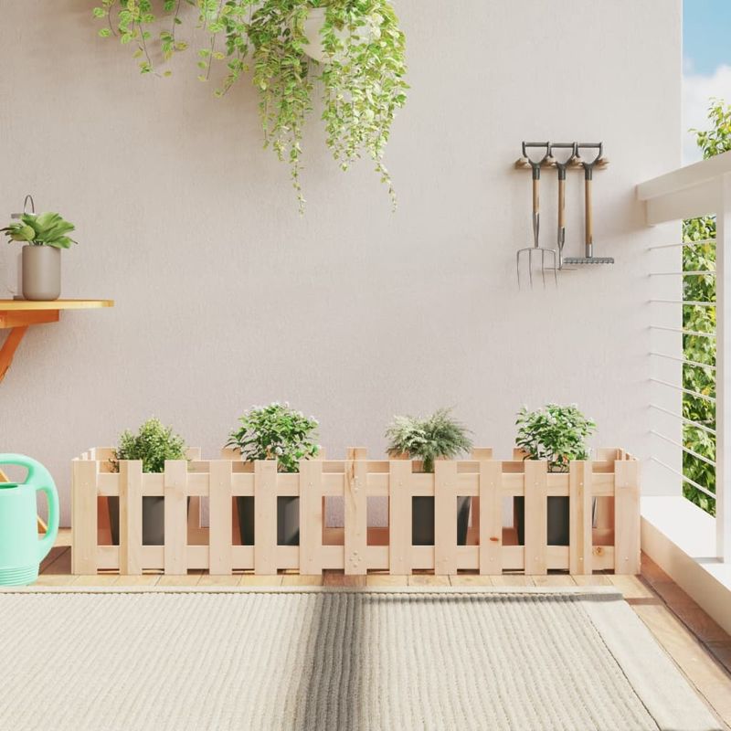 Casa si Gradina - Gradinarit si plante - Plante si ghivece - Ghivece si suporturi - Pat inaltat gradina design gard 150x30x30 cm lemn de pin tratat, pin natural - Infinity.ro