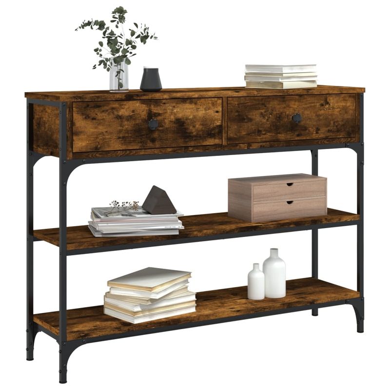 Casa si Gradina - Mobilier - Comode si corpuri - Console - Masuta consola, stejar fumuriu, 100x25x75 cm, lemn prelucrat - Infinity.ro