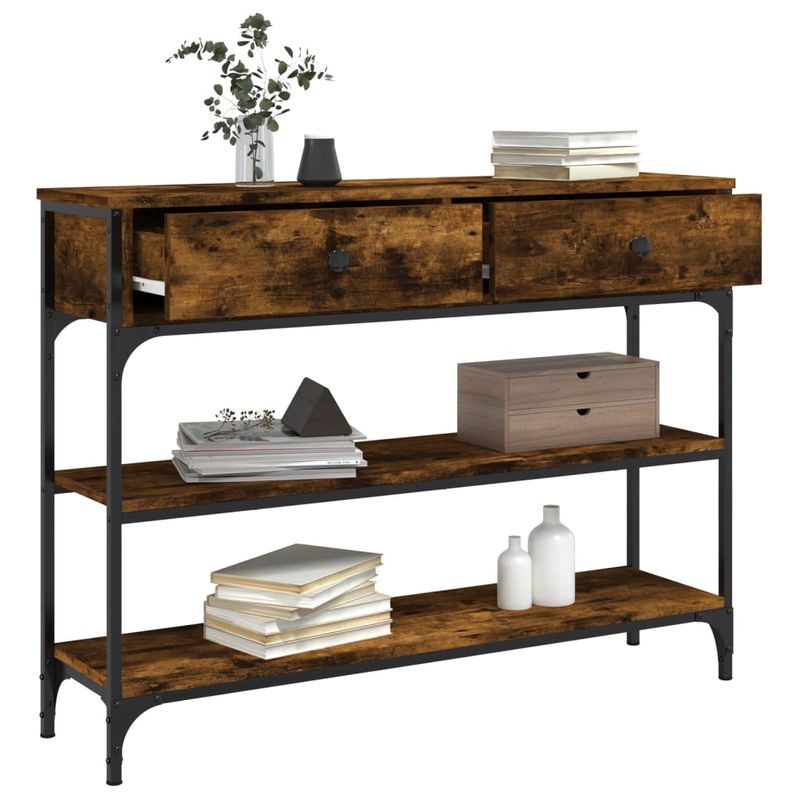Casa si Gradina - Mobilier - Comode si corpuri - Console - Masuta consola, stejar fumuriu, 100x25x75 cm, lemn prelucrat - Infinity.ro