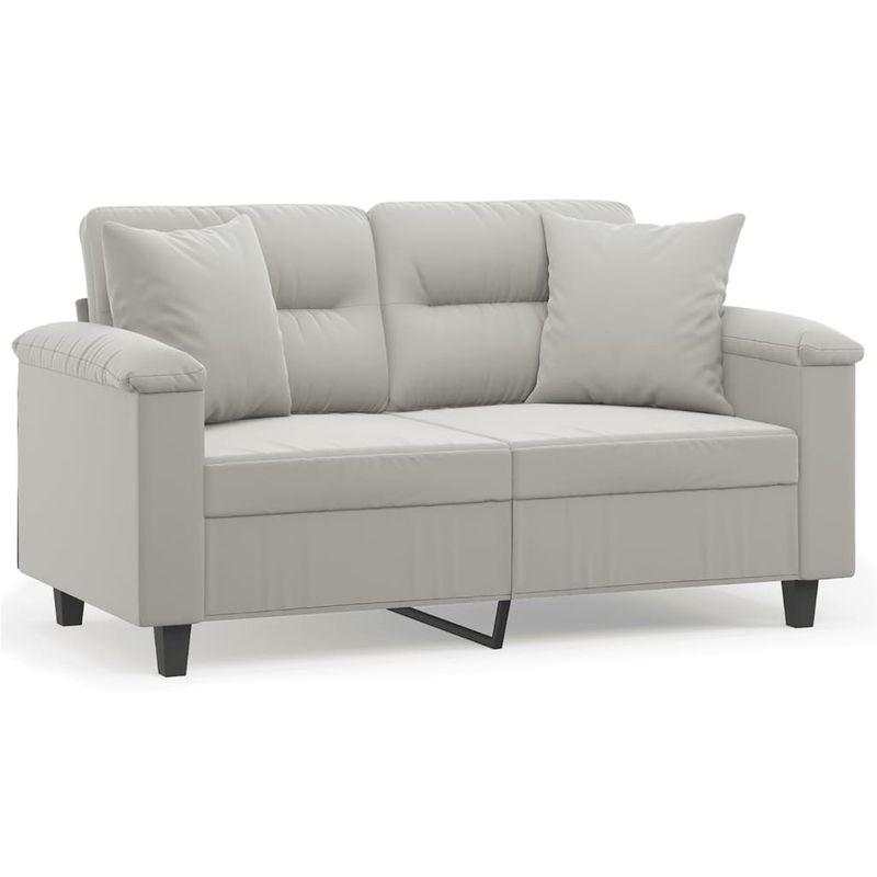 Casa si Gradina - Mobilier - Canapele si coltare - Canapele - Canapea cu 2 locuri, cu perne, 120 cm, microfibra, gri deschis - Infinity.ro