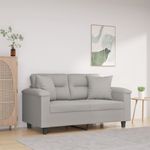 Casa si Gradina - Mobilier - Canapele si coltare - Canapele - Canapea cu 2 locuri, cu perne, 120 cm, microfibra, gri deschis - Infinity.ro