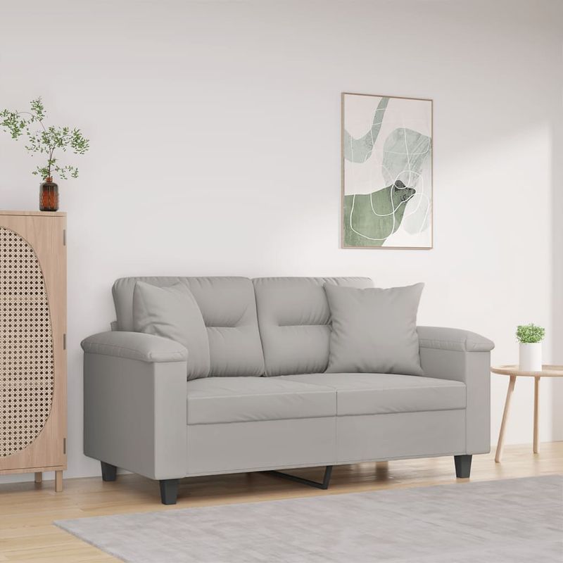 Casa si Gradina - Mobilier - Canapele si coltare - Canapele - Canapea cu 2 locuri, cu perne, 120 cm, microfibra, gri deschis - Infinity.ro