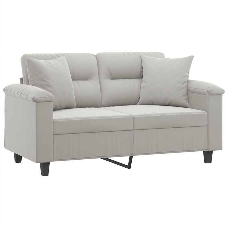 Casa si Gradina - Mobilier - Canapele si coltare - Canapele - Canapea cu 2 locuri, cu perne, 120 cm, microfibra, gri deschis - Infinity.ro