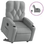 Casa si Gradina - Mobilier - Scaune si fotolii - Fotolii - Fotoliu electric rabatabil cu ridicare, gri deschis, textil - Infinity.ro