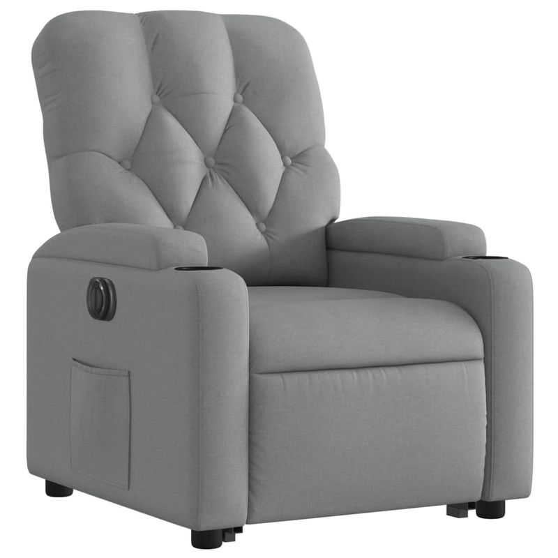Casa si Gradina - Mobilier - Scaune si fotolii - Fotolii - Fotoliu electric rabatabil cu ridicare, gri deschis, textil - Infinity.ro