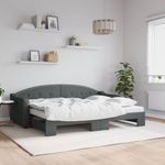 Casa si Gradina - Mobilier - Paturi si accesorii - Paturi - Pat de zi cu extensie si saltele, gri inchis, 80x200 cm, textil - Infinity.ro