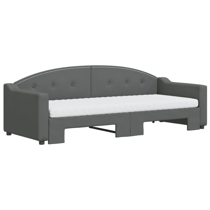Casa si Gradina - Mobilier - Paturi si accesorii - Paturi - Pat de zi cu extensie si saltele, gri inchis, 80x200 cm, textil - Infinity.ro