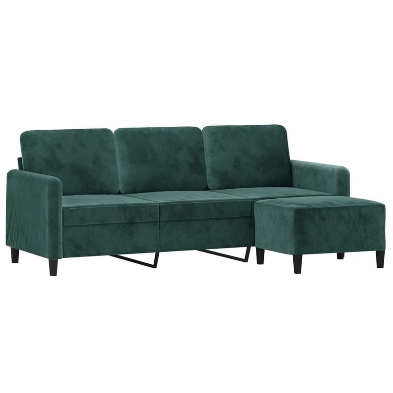 Casa si Gradina - Mobilier - Canapele si coltare - Canapele - Canapea cu 3 locuri si taburet, verde inchis, 180 cm, catifea - Infinity.ro