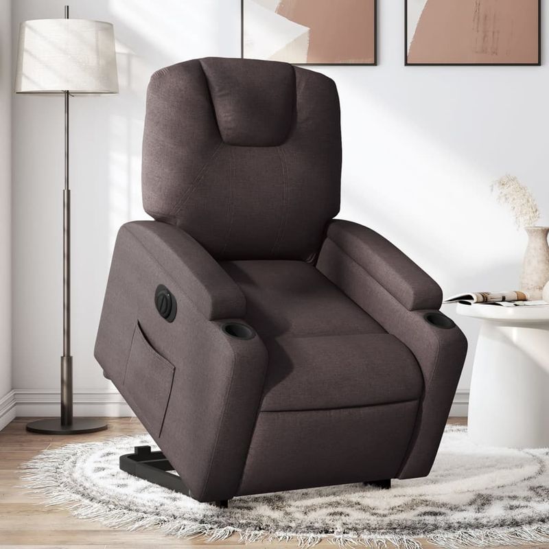 Casa si Gradina - Mobilier - Scaune si fotolii - Fotolii - Fotoliu electric rabatabil cu ridicare, maro inchis, textil - Infinity.ro