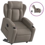 Casa si Gradina - Mobilier - Scaune si fotolii - Fotolii - Fotoliu electric rabatabil cu ridicare, gri taupe, textil - Infinity.ro