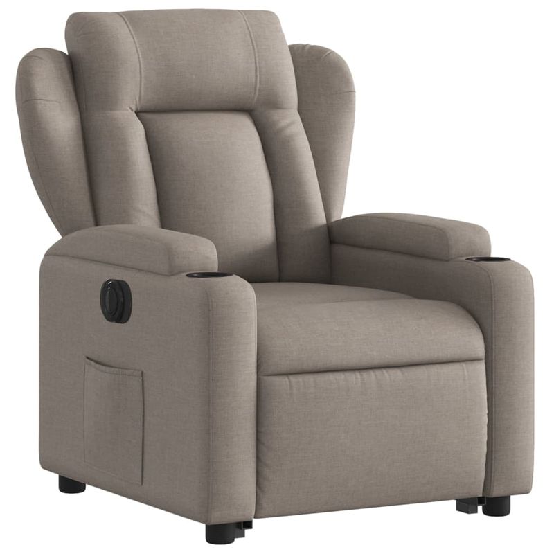 Casa si Gradina - Mobilier - Scaune si fotolii - Fotolii - Fotoliu electric rabatabil cu ridicare, gri taupe, textil - Infinity.ro