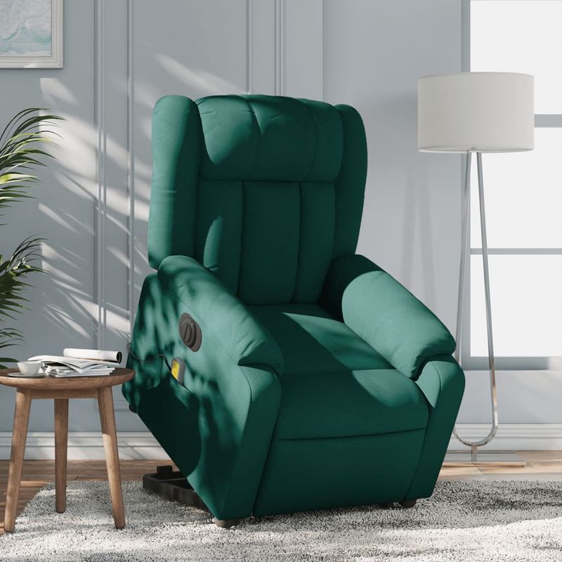 Ingrijire personala si Cosmetice - Sanatate si wellness - Articole wellness - Fotolii de masaj - Fotoliu electric masaj rabatabil / ridicare verde inchis textil - Infinity.ro
